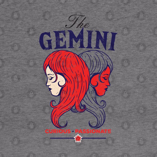 The Gemini Astrology Signs Twin,  Main Traits - Curious and Passionate by mixmetshirt